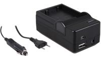 4-in-1 acculader voor Nikon EN-EL15 / EN-EL15b accu - compact en licht - laden via stopcontact, auto, USB en Powerbank - thumbnail