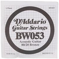 D&apos;Addario BW053 Bronze Wound Acoustic Guitar Single String .053 losse snaar voor westerngitaar - thumbnail