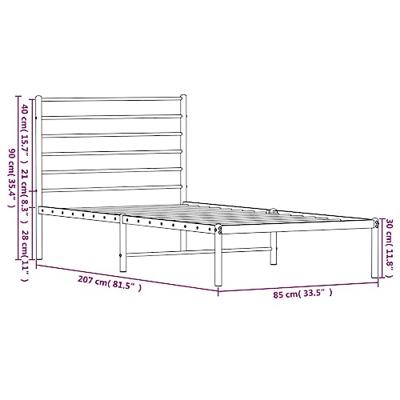 Bedframe met hoofdbord metaal zwart 80x200 cm