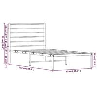 Bedframe met hoofdbord metaal zwart 80x200 cm - thumbnail
