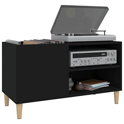 Platenkast 84,5x38x48 cm bewerkt hout zwart Platenkast 84,5x38x48 cm bewerkt hout zwart