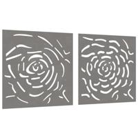 VidaXL Wanddecoratie tuin 2 st rozenontwerp 55x55 cm cortenstaal - thumbnail