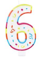 Grote kaars cijfer 6 met houder - thumbnail