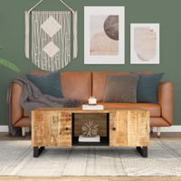 Salontafel 100x54x40 cm massief mangohout en bewerkt hout - thumbnail