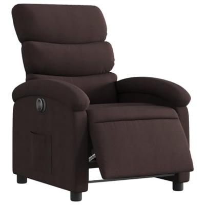 Fauteuil verstelbaar elektrisch stof donkerbruin - thumbnail