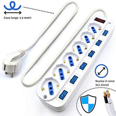 Stopcontactenstrip 6 Tomas met Interruptor Ewent EW3932-5M 3500W