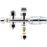 Thermostatische Radiator Aansluitset - Leoni - Middenaansluiting Recht Chroom M30x16/2 - thumbnail
