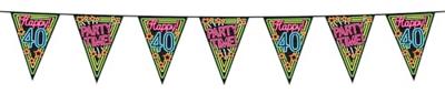 Party Vlaggenlijn Neon 40 Jaar - 10 Meter