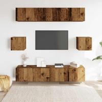 6-delig Tv-meubelset wandmontage bewerkt hout oud houtkleurig - thumbnail