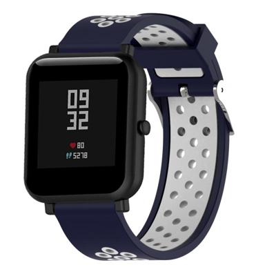 Dubbele kleur silicone sport polsband voor Xiaomi Huami Amazfit bip Lite versie 20mm (wit blauw)