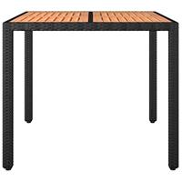 Tuintafel met houten blad poly ratten en acaciahout zwart - thumbnail