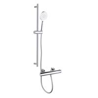4bathroomz® Flower Silver Thermostaatkraan met Glijstang - Chroom - thumbnail
