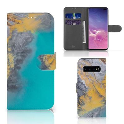 Samsung Galaxy S10 Plus | Bookcase | Marble Blue Gold