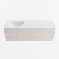 MONDIAZ VICA 150cm badmeubel onderkast Underlayment 2 lades. Wastafel CLOUD links zonder kraangat, kleur Talc. - thumbnail