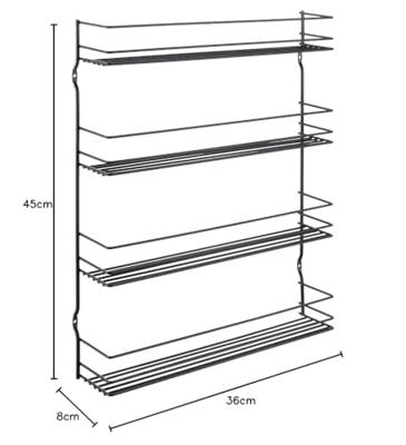 Metaltex pepito 4 wandkruidenrek 4 etages 36x8x45 cm zwart