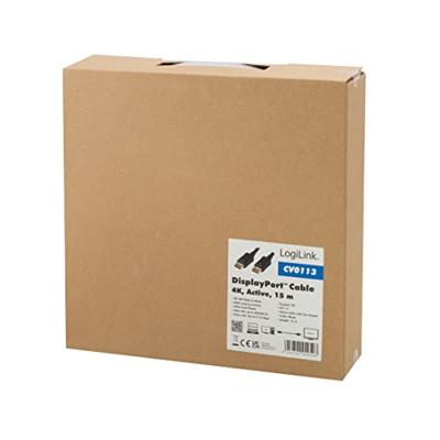 LogiLink CV0113 DisplayPort-kabel DisplayPort Aansluitkabel DisplayPort-stekker, DisplayPort-stekker 15.00 m Zwart