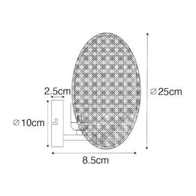 QAZQA Landelijke wandlamp zwart met rotan 25 cm - Kata