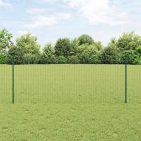 VidaXL Hek met paal groen 1 x 25 m staal en pvc - thumbnail