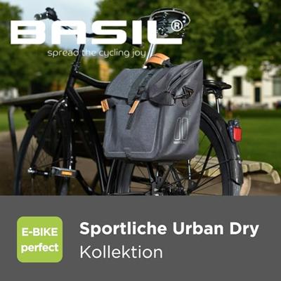 Basil urban dry business bag - waterdichte fietsschoudertas, 20l inhoud, charcoal melee - thumbnail