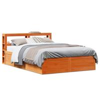 Bedframe met hoofdbord massief grenenhout wasbruin 150x200 cm - thumbnail