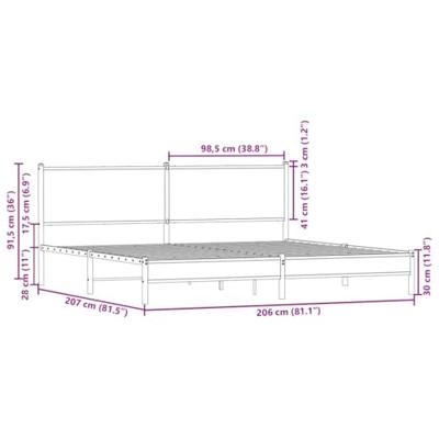 Bedframe zonder matras metaal sonoma eikenkleur 200x200 cm