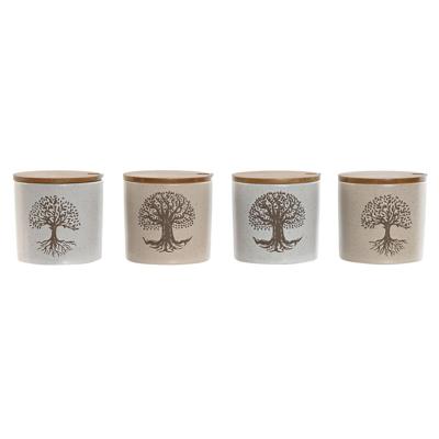 Suikerpot Home ESPRIT Wit Beige Bamboe Keramiek 9,5 x 9,5 x 9,5 cm (4 Stuks) Suikerpot Home ESPRIT Wit Beige Bamboe Keramiek 9,5 x 9,5 x 9,5 cm (4 Stuks)