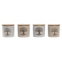 Suikerpot Home ESPRIT Wit Beige Bamboe Keramiek 9,5 x 9,5 x 9,5 cm (4 Stuks) - thumbnail