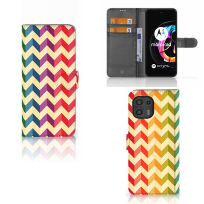 Motorola Edge 20 Lite | Telefoon Hoesje | Zigzag Multi Color | Portemonnee hoesje Motorola Edge 20 Lite | Telefoon Hoesje | Zigzag Multi Color | Portemonnee hoesje