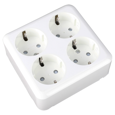 Q-Link Contactdoos | Opbouw | 4-voudig | Randaarde | Vierkant | Polarwit - 00.947.76