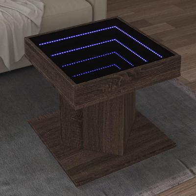 Salontafel met LED 50x50x45 cm bewerkt hout bruin eikenkleurig Salontafel met LED 50x50x45 cm bewerkt hout bruin eikenkleurig