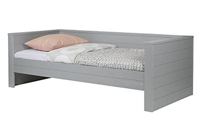 WOOOD Dennis Bedbank Excl Lade - Grenen - Betongrijs - 219x73x101