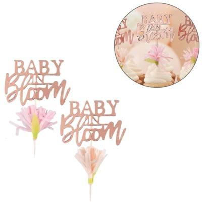 Ginger Ray cupcake topper baby in bloom roségoudkleurig 12 stuks | 20 stuks