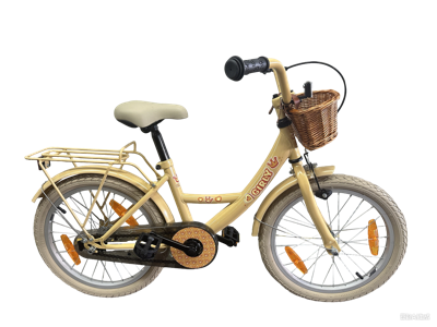 Bikefun Kinderfiets girly 18 inch - met mandje en remnaaf - goud