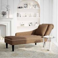 Chaise longue met kussen en rechterarmleuning kunstleer bruin - thumbnail