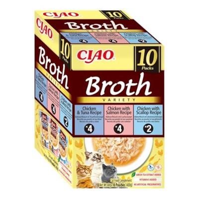 INABA Ciao Broth with chicken, salmon, tuna and scallop - Kattensnoepje - 10x40g