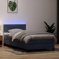 Boxspring met matras en LED fluweel donkergrijs 80x210 cm - thumbnail