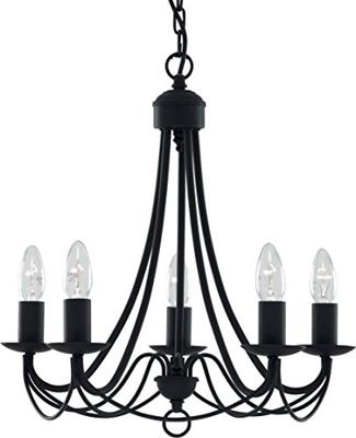 Searchlight Zwarte kroonluchterMaypole 5-lichts - 6345-5BK