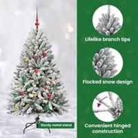 Kunstkerstboom met 150 LED Groen en Wit 150 cm PVC en Metaal - thumbnail