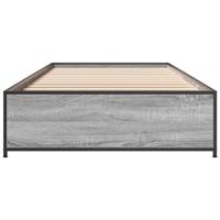 Bedframe bewerkt hout en metaal grijs sonoma eiken 100x200 cm - thumbnail