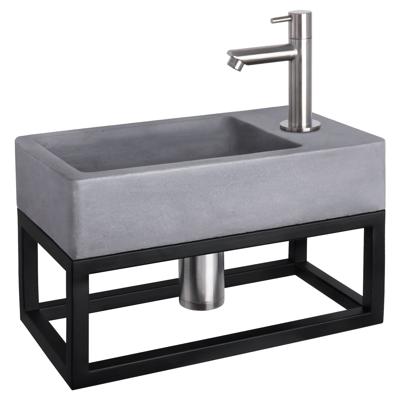 Differnz Differnz Force fonteinset beton donkergrijs - kraan recht - met handdoekrek mat chroom Differnz Differnz Force fonteinset beton donkergrijs - kraan recht - met handdoekrek mat chroom
