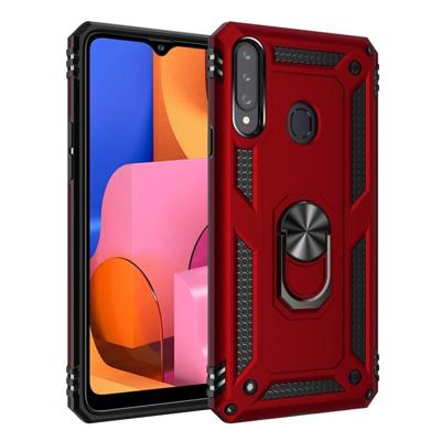 Voor Galaxy A20s Armor schokbestendig TPU + PC beschermhoes met 360 graden rotatie houder (rood)