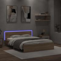 Bedframe met hoofdeinde en LED sonoma eikenkleurig 150x200 cm - thumbnail