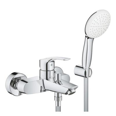 GROHE Eurosmart Badmengkraan - eengreeps - met doucheset - met omstel - chroom 25276003 GROHE Eurosmart Badmengkraan - eengreeps - met doucheset - met omstel - chroom 25276003