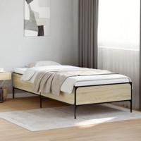 Bedframe bewerkt hout en metaal sonoma eikenkleurig 75x190 cm - thumbnail
