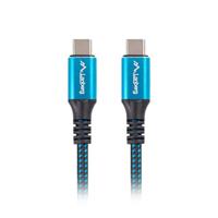 LANBERG USB-C 4.0 stekker/stekker, 0,5 m, 100 W, 8 K, 30 Hz, zwart/blauw - thumbnail