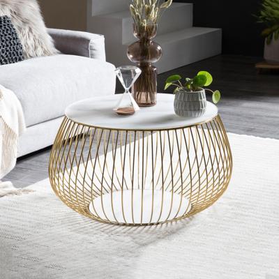 Artistiq Salontafel 'Esra' Marmerlook, 72cm, kleur Goud