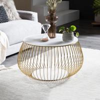 Artistiq Salontafel 'Esra' Marmerlook, 72cm, kleur Goud - thumbnail