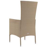 Tuinstoelen 2 st met kussens poly rattan beige - thumbnail