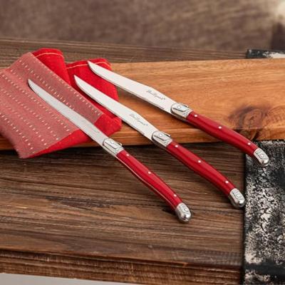 Messen Set Lou Laguiole Rustic Vleeswaren Rood Metaal 6 Stuks