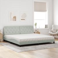 Bed met matras fluweel lichtgrijs 200x200 cm - thumbnail